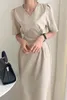 Korean Style Office Lady Vestido Plaid Elegant Summer Women Dress High Waist Work Fashion Robe Long Dresses 17040 210415