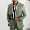 Mint Green 2 Pieces Mens Suit Trim Fit Single Breasted Wedding Tuxedos High Quality Customized Banquet Blazer and Pants