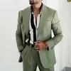 Vert menthe 2 pièces hommes costume coupe ajustée simple boutonnage mariage Tuxedos haute qualité personnalisé Banquet Blazer et pantalon