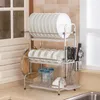 Mutfak lavabo drenaj rafı İşlevli paslanmaz çelik mutfak depolama raf kaseler plakaları mutfak eşyaları bulaşık kurutma raf organizatör