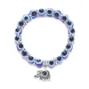 Wholesale Fashion Antique Silver Plated Hand Turtle Butterfly Charm Bracelets Blue Evil Eye Beads Bracelet