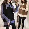 M-4XL Blusas Mujer Herfst Kimono Vrouwen Chiffon Blouse met Bow Vest Tops Blouses Office Vintage Blue Abrikoos Shirt met lange mouwen 210513