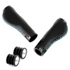 Componentes do guidão de bicicleta 2pcs bicicleta pu de couro punho rodoviário mtb tampa de alumínio Anti-deslizamento garras de ciclismo