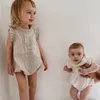 NS Baby Girls Rompers Новорожденные комбинезоны без рукавов Органические льняные хлопковые подъемные ткани боди