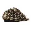 Berretti con paillettes dorati da donna per donna, cuciti a mano, brillanti ricami, cappello da pittore, berretto francese, portapillole, Fascinators7723312