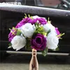 9 Renk Zarif Faux Gerçekçi İpek Gül Çiçek Yapay Düğün Çiçek Topu Parti Merkezi Süslemeleri Ev Dekoratif 15 Kafaları