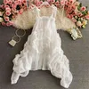 Women's Summer Chic White Sleeveless High Waist Strapless Bow Dress with Suspender Puffy Skirt D055 210506