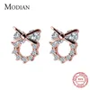 925 Sterling Silver Fashion Clear CZ StudRings Earrings pour Femmes Rose Gold Couleur Géométrique Design Épingles Studs Bijoux 210707