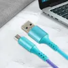 Высокоскоростной USB кабель радуги плетеный нейлон 2А 1 м 3 фута типа C Зарядная шнур красочный мобильный телефон противоскольжения данными кабеля кабеля для Samsung LG Huawei телефоны высочайшего качества