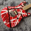 striped red series krama 5150 red-white electric guitar with open type zebra pickups maple fretboard