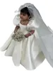 2022 Винтажные платья с цветочным узором цвета слоновой кости для девочек, одежда для крещения малышей, атласные бальные платья, платье для дня рождения на заказ Mad268u
