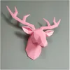 3D Resin Murals Home Wall Hanging Elk Statue Handmade Ornament Artwork Craft Small Size Deer Head Sculpture 210414