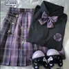 Harajuku giapponese set a tre pezzi plaid mini gonna donna uniformi scolastiche a-line dolce vita alta abiti kawaii set 220221