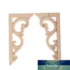 Cornice per applique ad angolo onlay intagliato in legno non verniciato vintage 12 * 6 cm per mobili per la casa decorazione per porta dell'armadio a muro artigianato 1 paio design esperto di prezzi di fabbrica qualità più recente