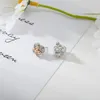 Boucles d'oreilles collier mode Rose fleur émail ensemble de bijoux couleur or clignotant coeur peinture ensembles de mariée pour les femmes mariage