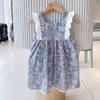 Gooporson mode coréenne fleur sans manches robe de princesse noeud papillon été enfant en bas âge filles Costume Vestidos mignon enfants vêtements Q0716