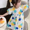女の子のドレス夏のファッションかわいいパフスリーブポリカドットパーティープリンセス甘い子供の赤ちゃん子供女の子の服210625