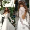 Summer Boho Wedding Dresses Bridal Gown Hollow Back Lace Long Sleeves Backless Sexy Deep V Neck Beach Plus Size vestidos de novia Custom Made