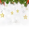 7 pezzi/pacco stella scavata con carta glitterata per Natale, Capodanno, matrimonio, festa di compleanno, casa, caffetteria, vetrina, ornamenti appesi, forniture decorative