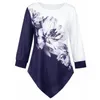 Frauen T-Shirt Plus Größe XL 2021 Frauen Herbst Boho Print Blau Tops Langarm Elastizität Weibliche Beiläufige Lose Damen t-shirt