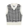 Houndstooth Knit Colete Outono Outono Loose Coreano Camisola Ao Ar Livre Waistcoat High Street Sem mangas Sweater 210508