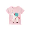 Jumping Meters Été Broderie T-shirts pour enfants ops Coton Licorne Filles chemise Applique Bébé Vêtements chemises 210529