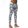 Ropa interior térmica para hombre Jockmail Long Johns moda para hombre estampado a rayas patrón de hoja de arco iris pantalones térmicos mallas calzoncillos