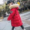 -30 degrés Russie hiver long épais doudoune pour fille vêtements à capuche parka véritable manteau de fourrure enfants snowsuit vêtements d'extérieur 211027