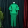 Günlük Elbiseler Artı Boyutu Parti Kadınlar Için 2021 Moda Puf Kollu Katı Abiye giyim Zarif Yeşil Kadın Elbise Afrika Giysileri