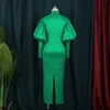 Casual Dresses Plus Size Party For Women 2021 Fashion Puff Sleeve Solid Evening Gowns Elegant Green Female Dress African Clothes240t