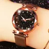 Wristwatches Women Watch Luxury Mesh Ladies Clock Magnet Buckle Starry Sky Watches Crystal Female Dress Relogio Feminino