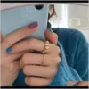 Drop Leverans 2021 Croissant Ringar för Kvinnor Flätade Twisted Geometric Chunky Dome Stacking Band Smycken Utskrift Charm Finger Ring Present RQP