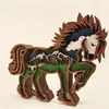 Legno tagliato al laser 3D Cavallo Artigianato Decorazioni per la casa Regalo Artigianato d'arte Scultura Figurine Foresta selvaggia Decorazione da tavola per animali Statue di cavalli Ornamenti Decorazione della stanza