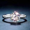Clássico 925 Sterling Silver Ring 1ct IJ Color Laboratório Diamante Jóias Estilo Simples Aniversário 211014