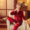 Plus Size 5XL Herfst Winter Warm Pyjama Set Dames Pyjama Diepgoud Velvet Homewear Pijama Mujer Elegant Nachtkleding 211109