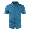 Män silke skjorta oregelbunden linje tryck s s knapp smal passform kläder sommar casual affärsklänning kortärmad 210721