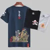 Japanese style Summer Men Brand Clothing Fashion Carp fish Print T-Shirt 100% Cotton Short Sleeve Fitness T Shirt