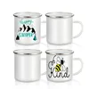 Christmas Enamel mugg Sublime kaffe mjölk koppar 350ml Vit DIY Outdoor Travel Tea Cup Heat Transfer Coating Handtag Cups