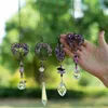 Natural stone Healing Spiritual Window Hanging Decor Amethyst Tree of Life Wall Hanging Chakra Prism Crystal Pendant Home Ornament