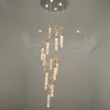 Escadas DropLight Duplo Entrada Edifício Pingente Lâmpadas de Cristal Moderna Sala de Estar Lustre Levado Lâmpada Criativa LED