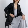 Våren mode ljus silke kvinna blazer temperament nio fjärdedelar kostym elegant alla match jackor kvinnor 210514
