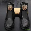 Marka Tasarımcı Erkek Botları Yüksek Kaliteli Deri Loafers Erkek Botlar Kalın Düşük Perçinler Günlük Tahta Ayakkabıları Lüks Moda Ayakkabıları Zapatos Sapatos B5