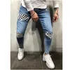 Hombres Agujero Jeans Moda Tendencia Primavera Luz Lavado Cremallera Bolsillo Lápiz Pantalones Diseñador Masculino High Street Elasticidad Tallas grandes Pantalones de mezclilla