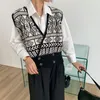 Primavera Outono Curto Sweater Sweater Sweater Mulheres V-Neck sem mangas Cardigan Waistcoat Feminino estilo coreano japonês 210421