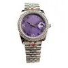 Surveillez les hommes 36 mm Purple Face entièrement automatique Mécanique Diamond Cornight Watch Fashion Wrist Wrists Girl Gift6173538