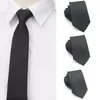 Bow Ties Mens Uniform Solid Color Black Polyester Neck Tie Randig Plaid Jacquard Mönster Formell slips för affärsbröllopsfest casua gör