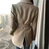Hiver coréen épaissir laine femmes manteau ceinturé vintage à manches longues mode bureau vêtements de travail dames manteaux vêtements d'extérieur 210518