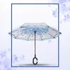 Parapluies inversés parapluie transparent double couche inversé coupe-vent poignée C pluie voiture pour femme Gear6263987
