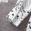 Femmes Vintage Polka Dots Patchwork Imprimer Casual Smock Blouse Office Lady Col Rabattu Chemises Chic Blusas Tops LS7517 210420