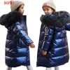 -30 Russian Winter Coats for Girls Thick Clothes Snowsuit Jacket Waterproof Outdoor Hooded Coat Teen Boys Kid Parka Jackets 210916